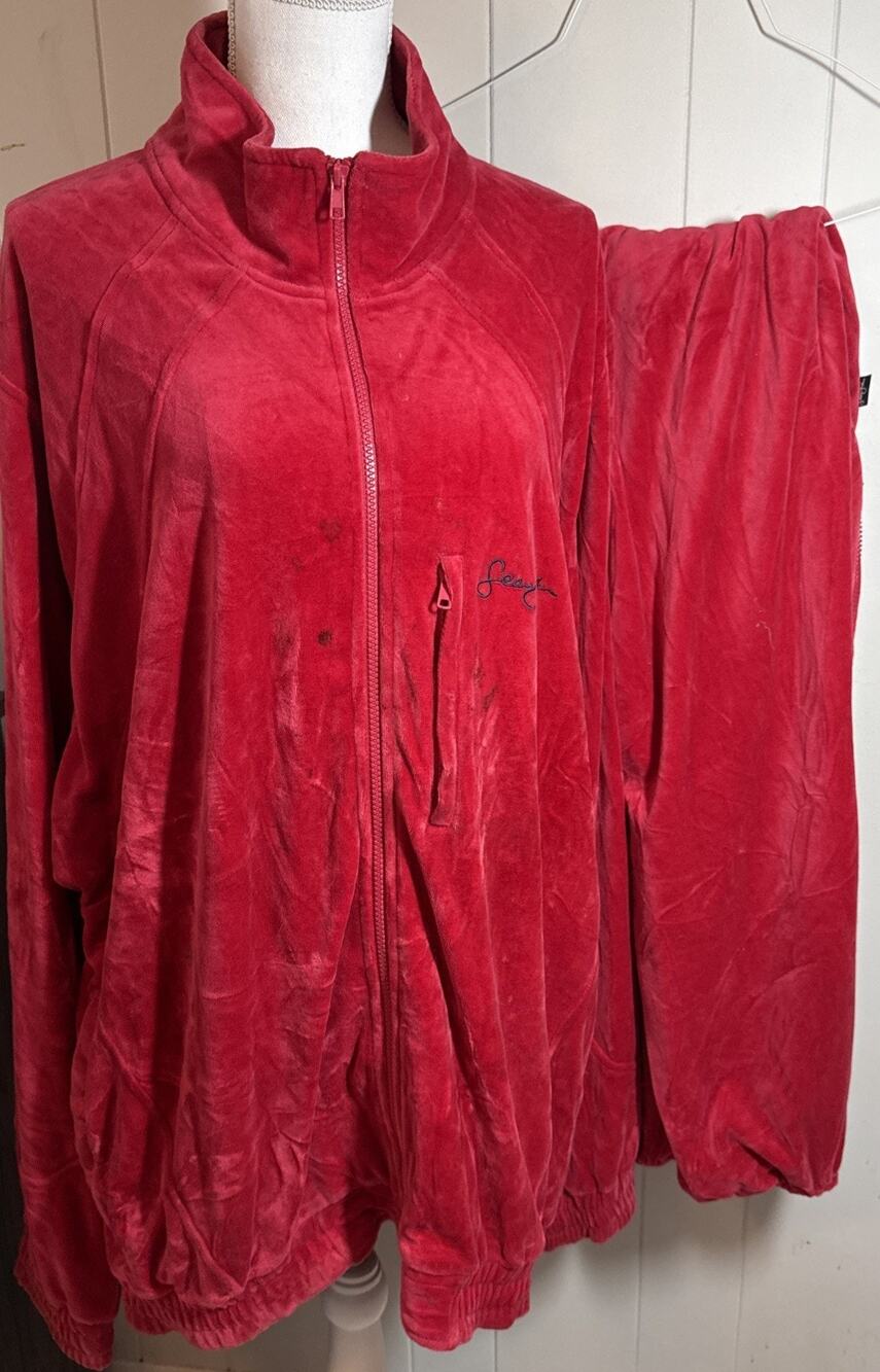 Vintage Sean John Track Suit Full Zip Jacket 1990s Mens Polyester Red 2XL FF